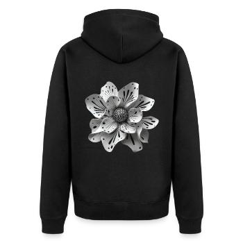 Flower Edelweiss Abstract - Unisex Premium Organic Zip Hoodie - black - Back - Nico (187cm)