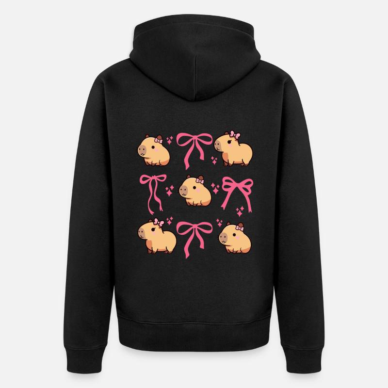 Mignon Capybara Nœud Rose Capybara - Veste à capuche bio Premium Unisexe - noir
