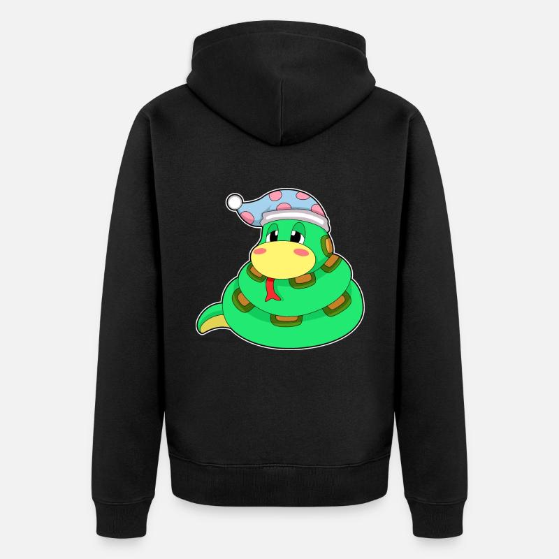 Snake Sleeping Nightcap - Unisex Premium Organic Zip Hoodie - black