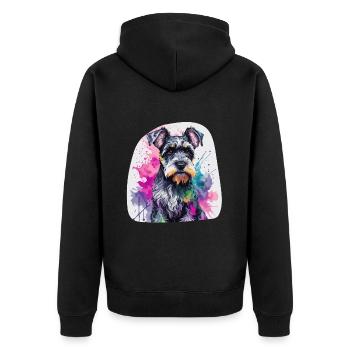 Colorful Cute Miniature Schnauzer Dog in Watercolors - Unisex Premium Organic Zip Hoodie - black - Back - Nico (187cm)