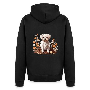 Maltese Dog Autumn Breed Dog - Unisex Premium Organic Zip Hoodie - black - Back - Nico (187cm)