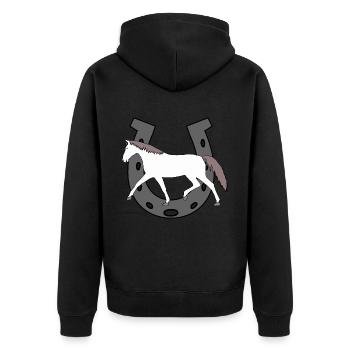 Hufeisen Pferd Reiterin Pferde Pony Schimmel Stute - Unisex Premium Bio Zip Hoodie - Schwarz - Hinten - Nico (187cm)