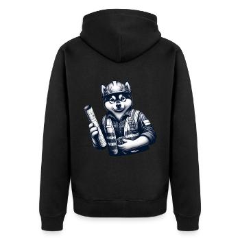 Cute Dog Construction Worker - Unisex Premium Organic Zip Hoodie - black - Back - Nico (187cm)