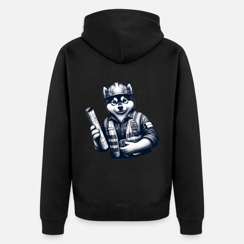 Cute Dog Construction Worker - Unisex Premium Bio Zip Hoodie - Schwarz