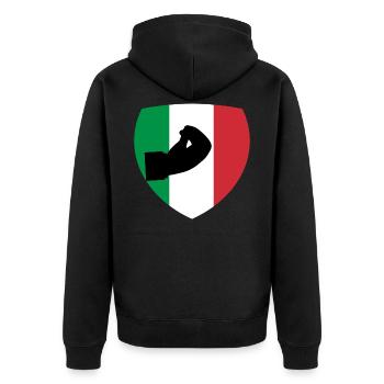 Italia Handgeste Italienische Flagge - Unisex Premium Bio Zip Hoodie - Schwarz - Hinten - Nico (187cm)