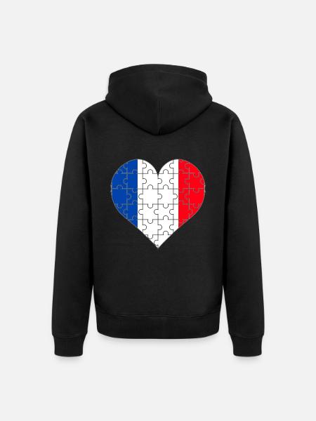 Frankreich - Unisex Premium Bio Zip Hoodie - Schwarz