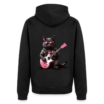 Cool Cat Serenade : épaisse, rose et épique - Veste à capuche bio Premium Unisexe - noir - Dos - Nico (187cm)
