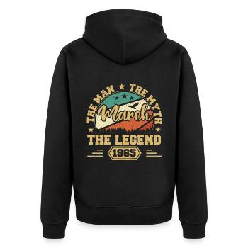 März 1965 Jubiläum 1965 Legenden März - Unisex Premium Bio Zip Hoodie - Schwarz - Hinten - Nico (187cm)