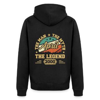 Born In April 2000 Funny Birthday Retro - Unisex Premium Organic Zip Hoodie - black - Back - Nico (187cm)