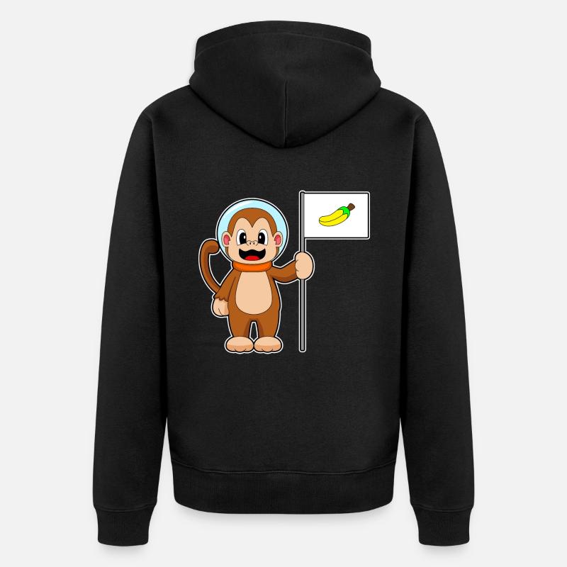 Singe, Banane, Astronaute, Espace - Veste à capuche bio Premium Unisexe - noir