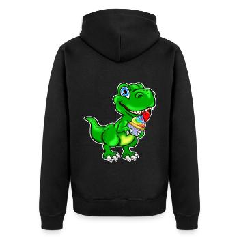 Dino mit Cupcake Muffin bunt - Unisex Premium Bio Zip Hoodie - Schwarz - Hinten - Nico (187cm)