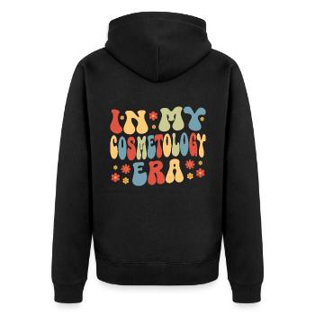 Ästhetik In meiner Kosmetologie-Ära Kosmetikerin - Unisex Premium Bio Zip Hoodie - Schwarz - Hinten - Nico (187cm)