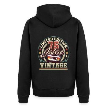 75. Geburtstag - Unisex Premium Bio Zip Hoodie - Schwarz - Hinten - Nico (187cm)