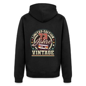 73. Geburtstag Vintage - Unisex Premium Bio Zip Hoodie - Schwarz - Hinten - Nico (187cm)