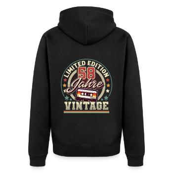 58. Geburtstag Vintage - Unisex Premium Bio Zip Hoodie - Schwarz - Hinten - Nico (187cm)