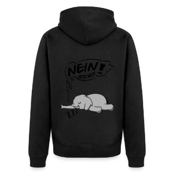 Nein jetzt nicht Elefant Ingnorant Nein Nö Chef - Unisex Premium Bio Zip Hoodie - Schwarz - Hinten - Nico (187cm)