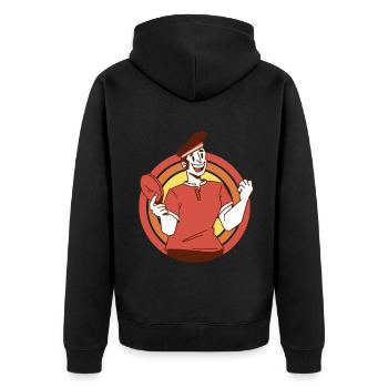 Table Tennis Pingpong Outfit Tischtennisspieler - Unisex Premium Bio Zip Hoodie - Schwarz - Hinten - Nico (187cm)