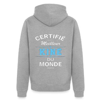 Kiné meilleur kiné cadeau kinésithérapeute - Veste à capuche bio Premium Unisexe - gris chiné - Dos - Nico (187cm)