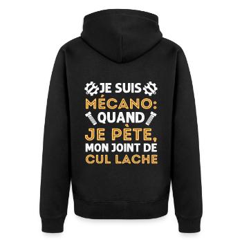 Mécanicien mon joint de cul lache humour mécano - Veste à capuche bio Premium Unisexe - noir - Dos - Nico (187cm)