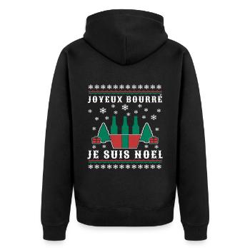 Noël humour joyeux bourré je suis Noel cadeau Noël - Veste à capuche bio Premium Unisexe - noir - Dos - Nico (187cm)
