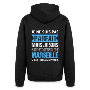 Supporter de Marseille cadeau pour Marseillais - Veste à capuche bio Premium Unisexe - noir - Dos - Nico (187cm)