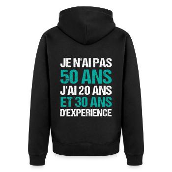 Je n' ai pas 50 ans humour homme phrase drole - Veste à capuche bio Premium Unisexe - noir - Dos - Nico (187cm)