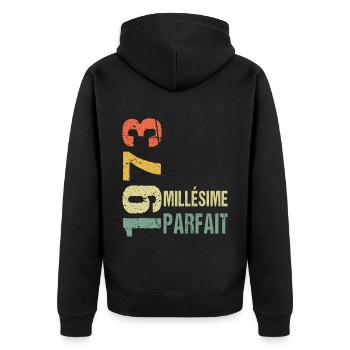 1973 millésime parfait cadeau pour homme de 50 ans - Veste à capuche bio Premium Unisexe - noir - Dos - Nico (187cm)
