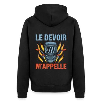 Le devoir m' appelle humour soudeur cadeau soudure - Veste à capuche bio Premium Unisexe - noir - Dos - Nico (187cm)