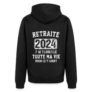 Retraité 2024 humour retraite cadeau pour retraité - Veste à capuche bio Premium Unisexe - noir - Dos - Nico (187cm)