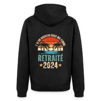 Retraité 2024 humour retraite cadeau pour retraité - Veste à capuche bio Premium Unisexe - noir - Dos - Nico (187cm)