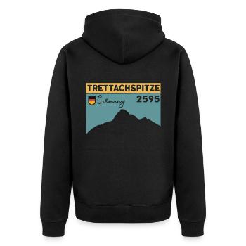 Trettachspitze Überschreitung Bergtour Wandern - Unisex Premium Bio Zip Hoodie - Schwarz - Hinten - Nico (187cm)