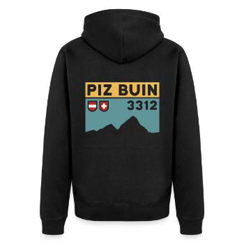 Berg Piz Buin Tour Bergtour Wanderung Souvenir - Unisex Premium Bio Zip Hoodie - Schwarz - Hinten - Nico (187cm)