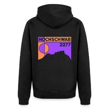 Hochschwab Wanderung Tour Bergtour Andenken - Unisex Premium Bio Zip Hoodie - Schwarz - Hinten - Nico (187cm)