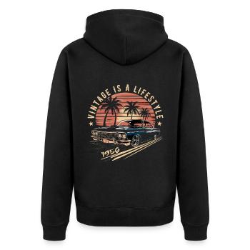 Vintage 1956 Retro Classic Car Legendary Since 1956 - Unisex Premium Organic Zip Hoodie - black - Back - Nico (187cm)