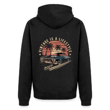 Vintage 2007 Retro Oldtimer Legendär seit 2007 - Unisex Premium Bio Zip Hoodie - Schwarz - Hinten - Nico (187cm)