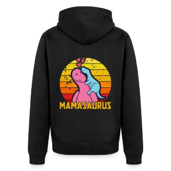 Mamasaurus - Unisex Premium Bio Zip Hoodie - Schwarz - Hinten - Nico (187cm)