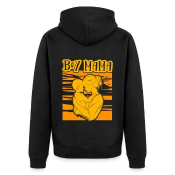 Boy Mama - Unisex Premium Organic Zip Hoodie - black - Back - Nico (187cm)