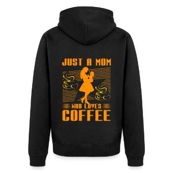 Nur eine Mutter, die Kaffee liebt - Unisex Premium Bio Zip Hoodie - Schwarz - Hinten - Nico (187cm)