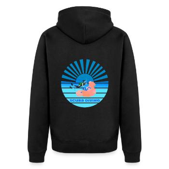 Tauchen Sonnenuntergang - Unisex Premium Bio Zip Hoodie - Schwarz - Hinten - Nico (187cm)