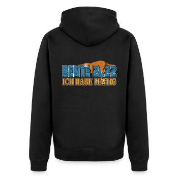 Rente 2022 ich habe fertig Rentner - Unisex Premium Bio Zip Hoodie - Schwarz - Hinten - Nico (187cm)