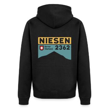 Niesen Randonnée Randonnée Escalier Course Hauteur Souvenir - Veste à capuche bio Premium Unisexe - noir - Dos - Nico (187cm)
