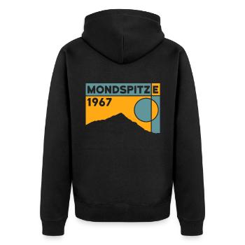 Mondspitze Höhe Skitour Berg Wandern Brandnertal - Unisex Premium Bio Zip Hoodie - Schwarz - Hinten - Nico (187cm)