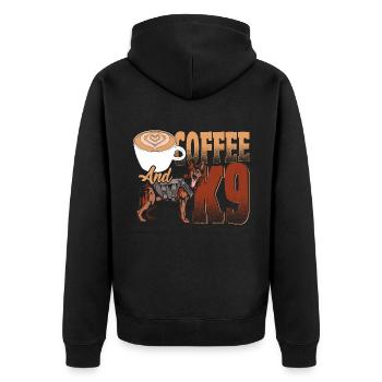 Police Military Police Dog Unit Coffee 's - Unisex Premium Organic Zip Hoodie - black - Back - Nico (187cm)