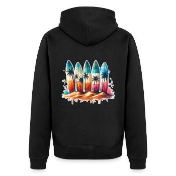 Surfing Surfers - Unisex Premium Organic Zip Hoodie - black - Back - Nico (187cm)