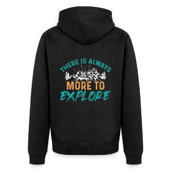 explore travel - Unisex Premium Organic Zip Hoodie - black - Back - Nico (187cm)