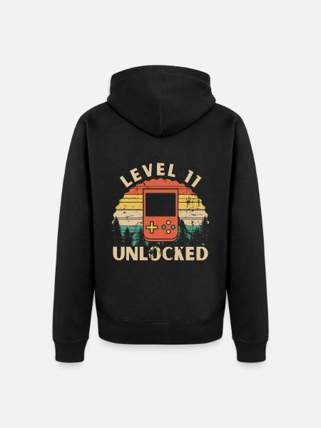 Level 11 freigeschaltet - Unisex Premium Bio Zip Hoodie - Schwarz