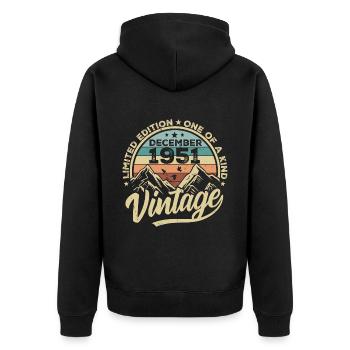 Original Décembre 1951 - Cadeau d’anniversaire 74 - Veste à capuche bio Premium Unisexe - noir - Dos - Nico (187cm)