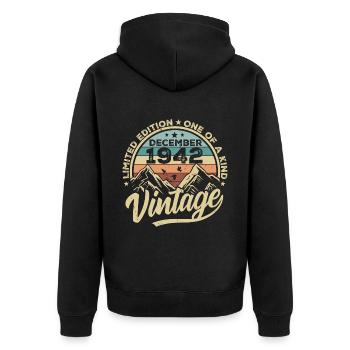 Original Dezember 1942 - 83. Geburtstag Geschenk - Unisex Premium Bio Zip Hoodie - Schwarz - Hinten - Nico (187cm)