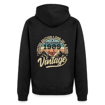 Original Décembre 1989 - Cadeau d’anniversaire 36 - Veste à capuche bio Premium Unisexe - noir - Dos - Nico (187cm)