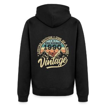 Original Décembre 1990 - Cadeau d’anniversaire 35 - Veste à capuche bio Premium Unisexe - noir - Dos - Nico (187cm)